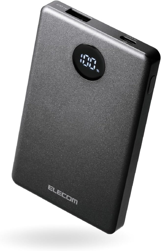 エレコム モバイルバッテリー 半固体電池 5000mAh 22.5W PD20W USB-C USB-A 2ポート 急速充電 パススルー おまかせ充電 薄型 軽量 小型 残量表示 機内持ち込み可 iPhone対応 PPS対応 PSE認証 ミッドナイト EC-C60MN