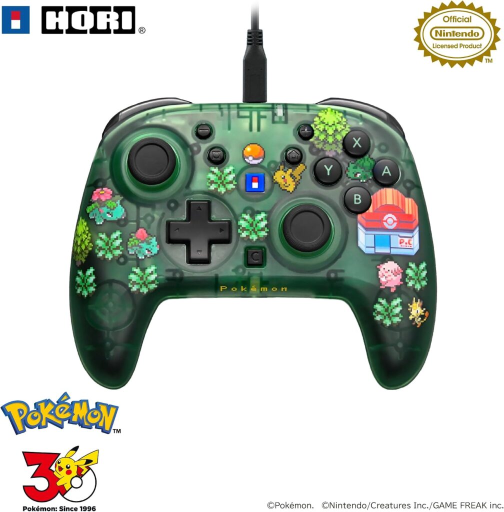 【任天堂ライセンス商品】ポケモン ピクセル アートシリーズ ワイヤードホリパッド TURBO for Nintendo Switch™ 2 Pixel - 緑 -